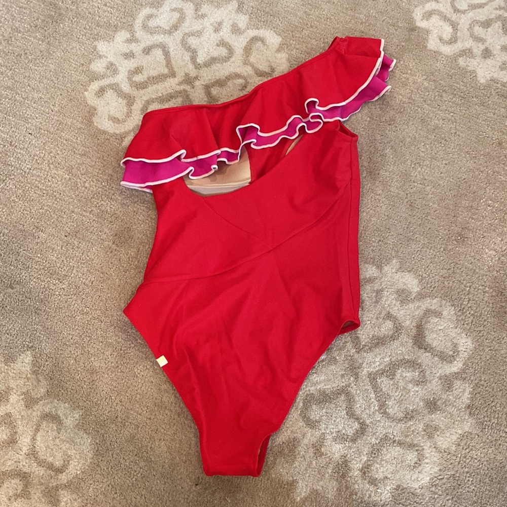 Summersalt Red One-Shoulder Ruffle One Piece - Picture 2 of 3